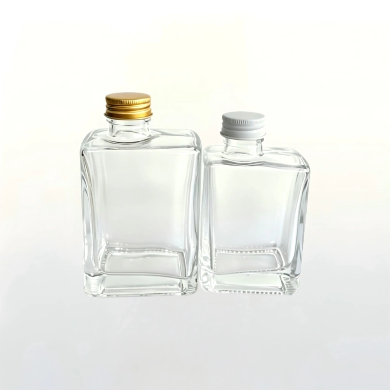 280ml Clear Flat Square Glass Bottle with Screw Cap