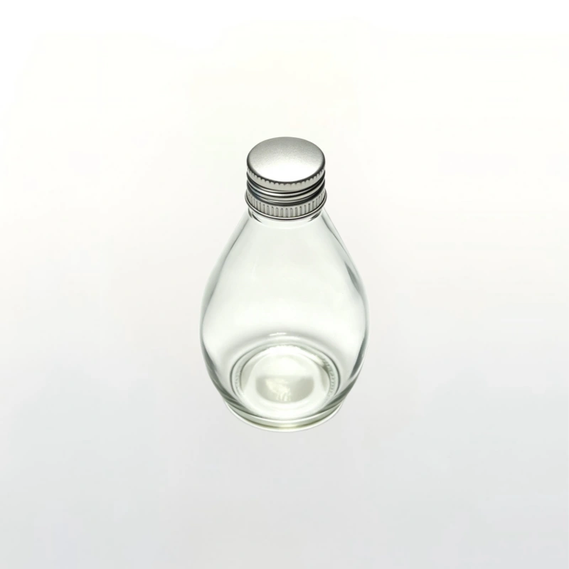280ml Clear Teardrop Glass Beverage Bottle with Screw Thread Finish