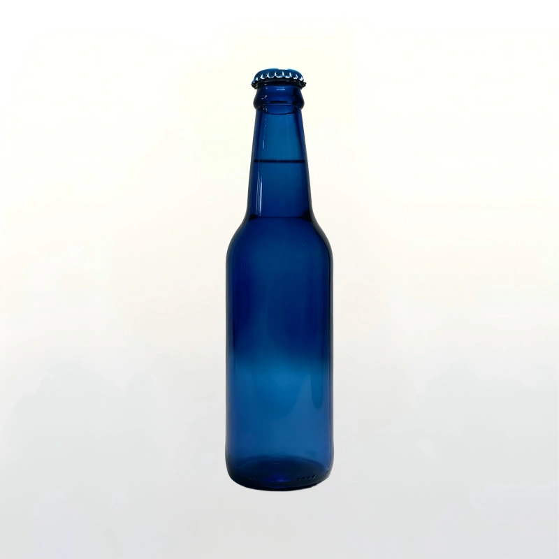 Airtight crown cap seal for 330ml cobalt blue glass beer bottle