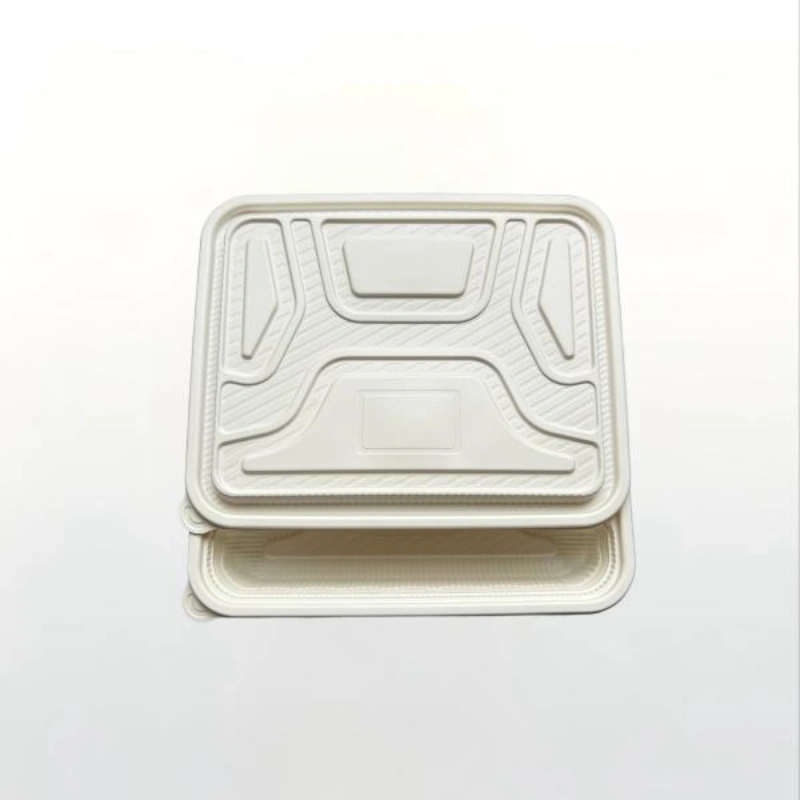 4-Compartment Compostable Hinged PLA Meal Box