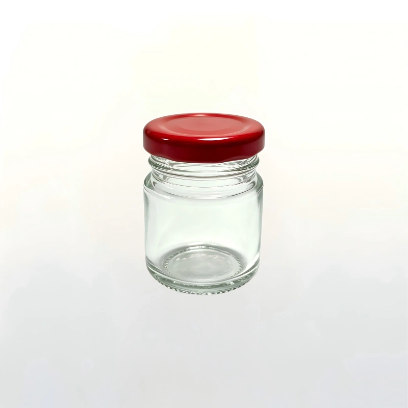 100ml Clear Glass Preserve Jar with Red Metal Screw Cap