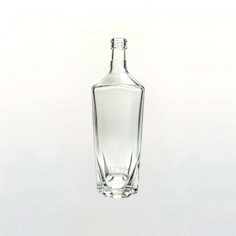 1000ml Clear Faceted Hexagonal Liquor Glass Bottle