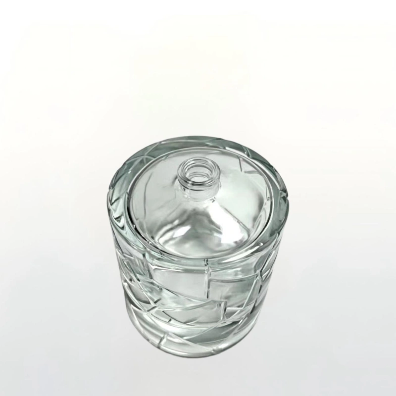 100ml Clear Cracked Pattern Crystal Perfume Bottle With White Spherical Cap