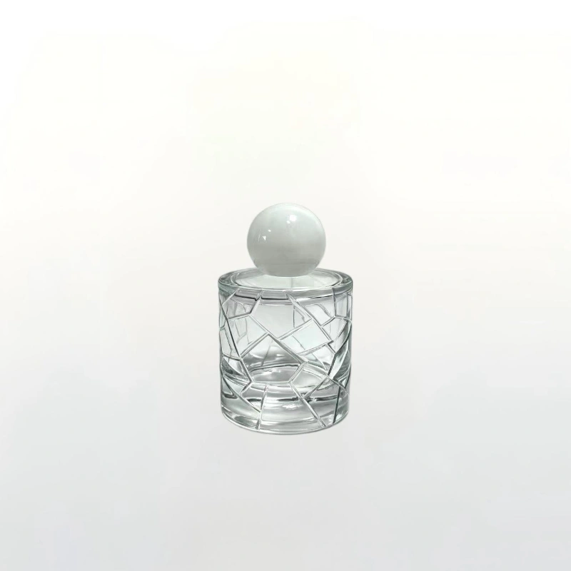 100ml Clear Cracked Pattern Crystal Perfume Bottle With White Spherical Cap