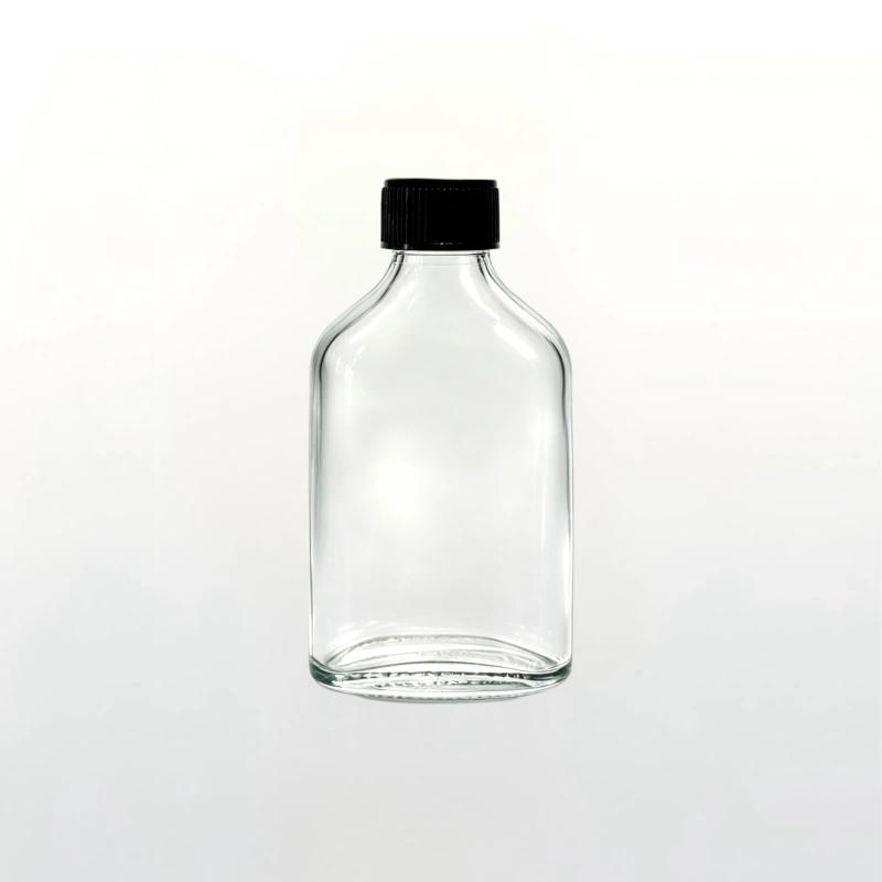 100ml Clear Rectangular Cold Brew Glass Bottle with Black Cap