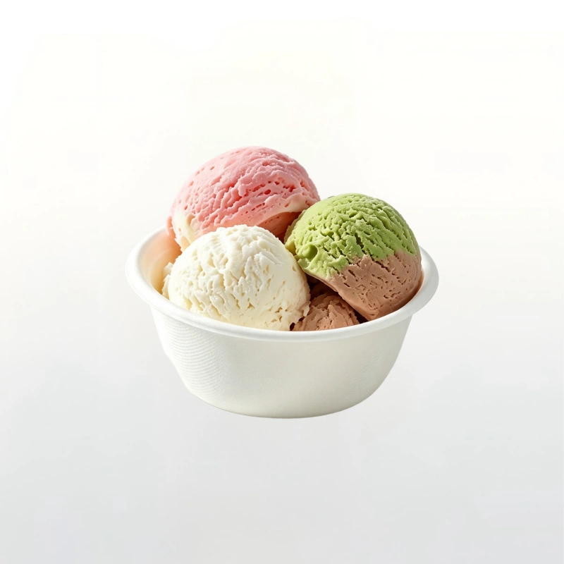 100ml Disposable Sugarcane Bagasse Ice Cream Bowl with Clear Dome Lid