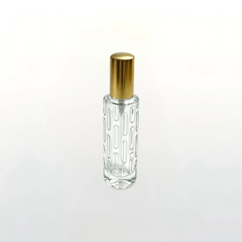 10ml Clear Embossed Cylindrical Perfume Spray Glass Bottle