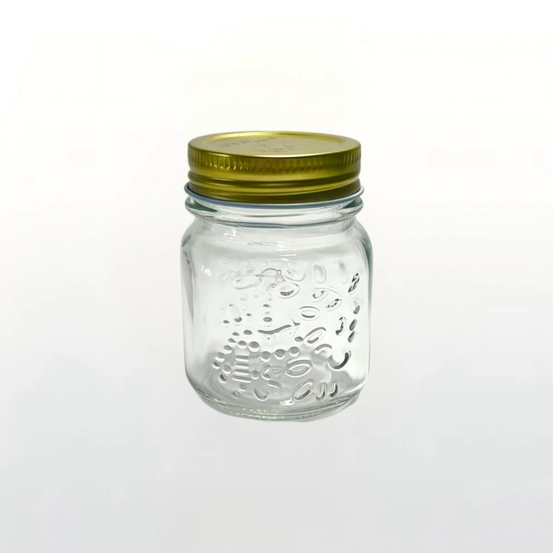 150ml Clear Embossed Mini Mason Glass Jar