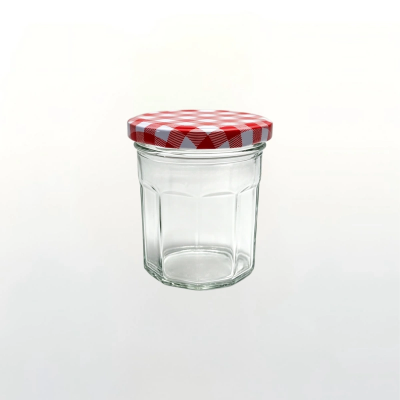 200ml Clear Faceted Glass Jam Jar