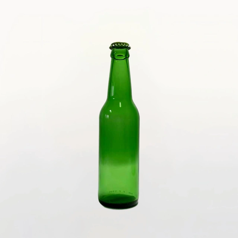 Bouteille de bière verte de 330 ml à long col avec capsule couronne