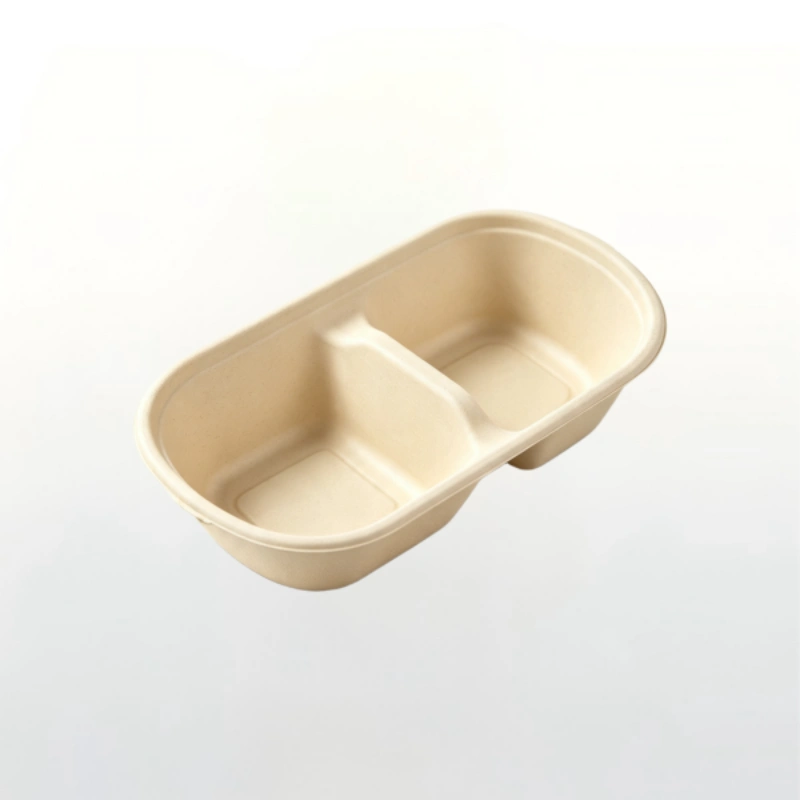 900ml 2-Compartment Bamboo Fibre Takeaway Lunch Box
