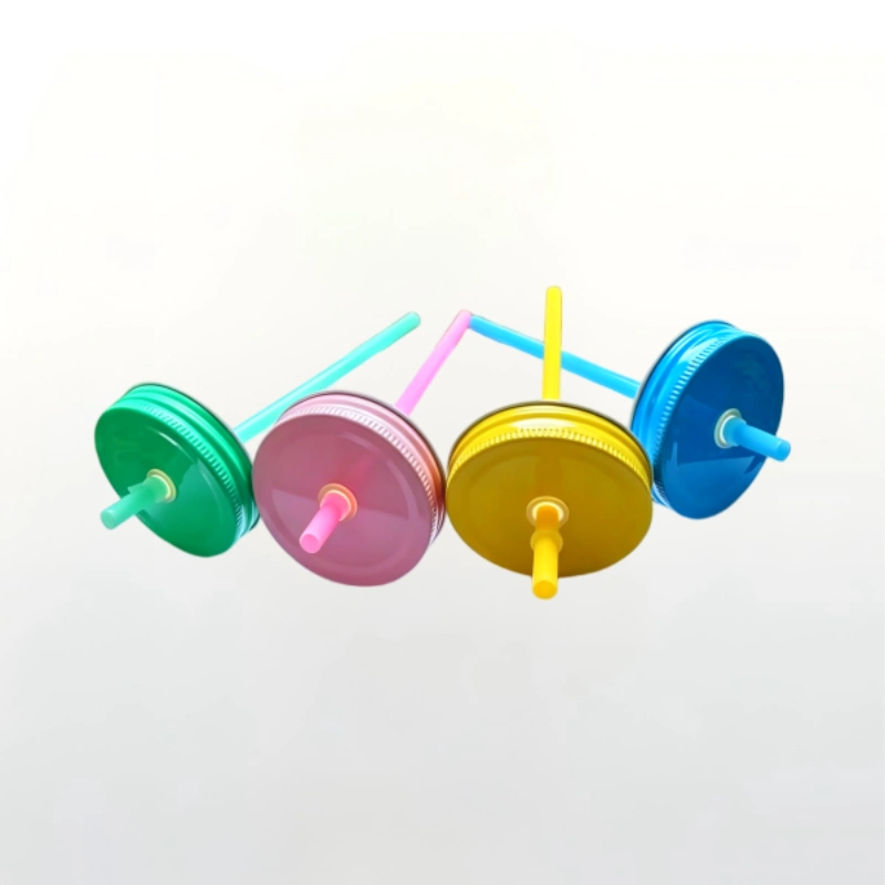 Coloured Threaded Metal Straw Lid