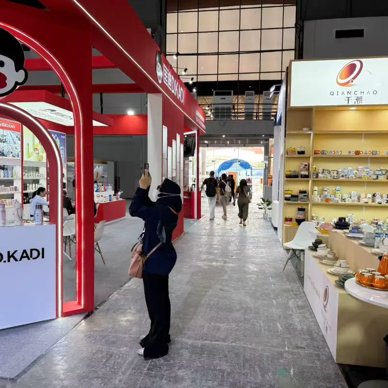 Busy exhibition hall aisle at IBTE Jakarta trade show 2026