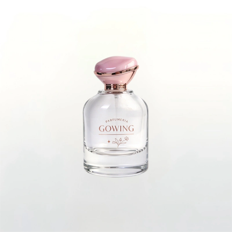 Clear rounded glass fragrance bottle with matching luxury cap. Flexible customization supports growing fragrance brands to create unique packaging solutions.