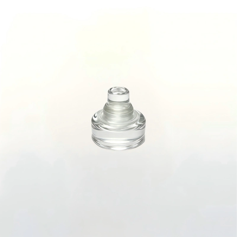 Solid clear glass bottle stopper for 200ml flat square liquor bottle