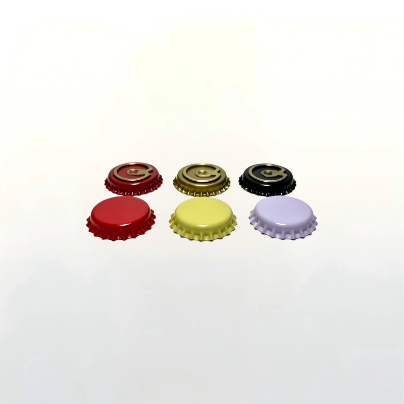 Multi‑colour metal crown caps for beer bottle pure white background