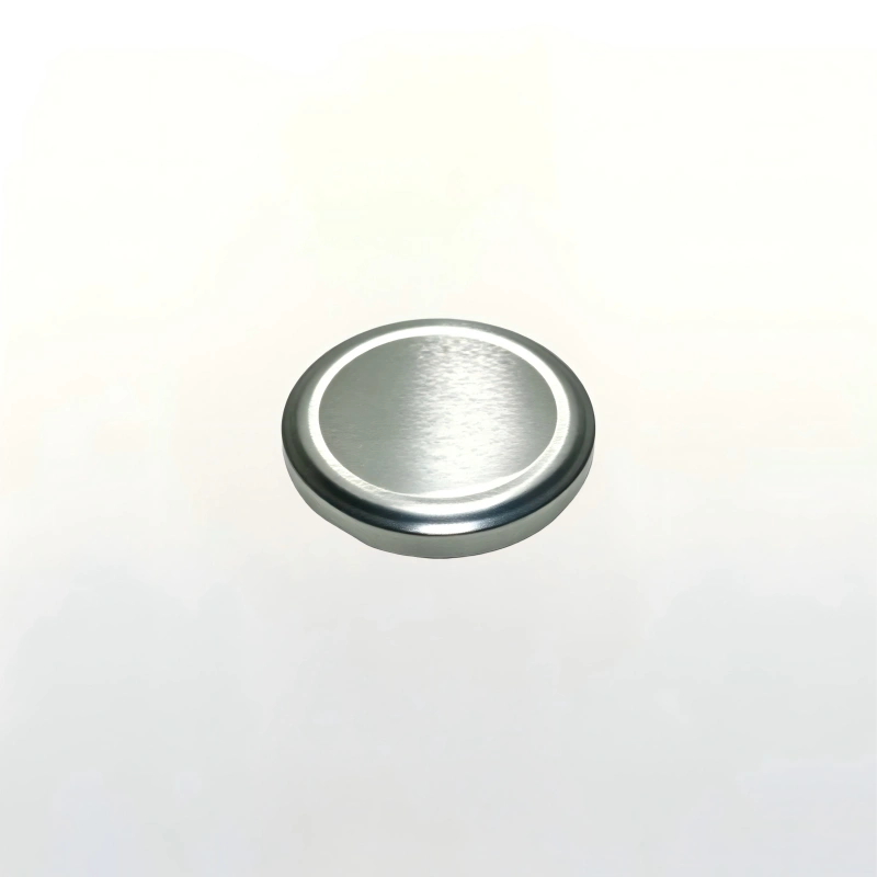 Flat round silver metal screw lids for pickling glass jar