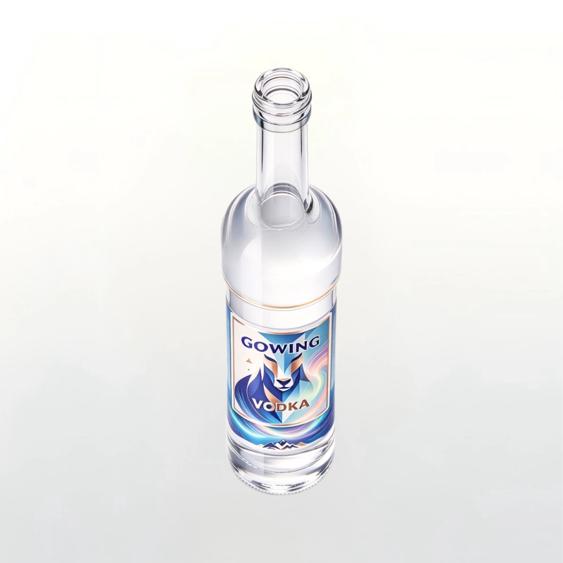 500ml Clear Glass Vodka Bottle with Recessed Transparent Waist & Custom Label Design