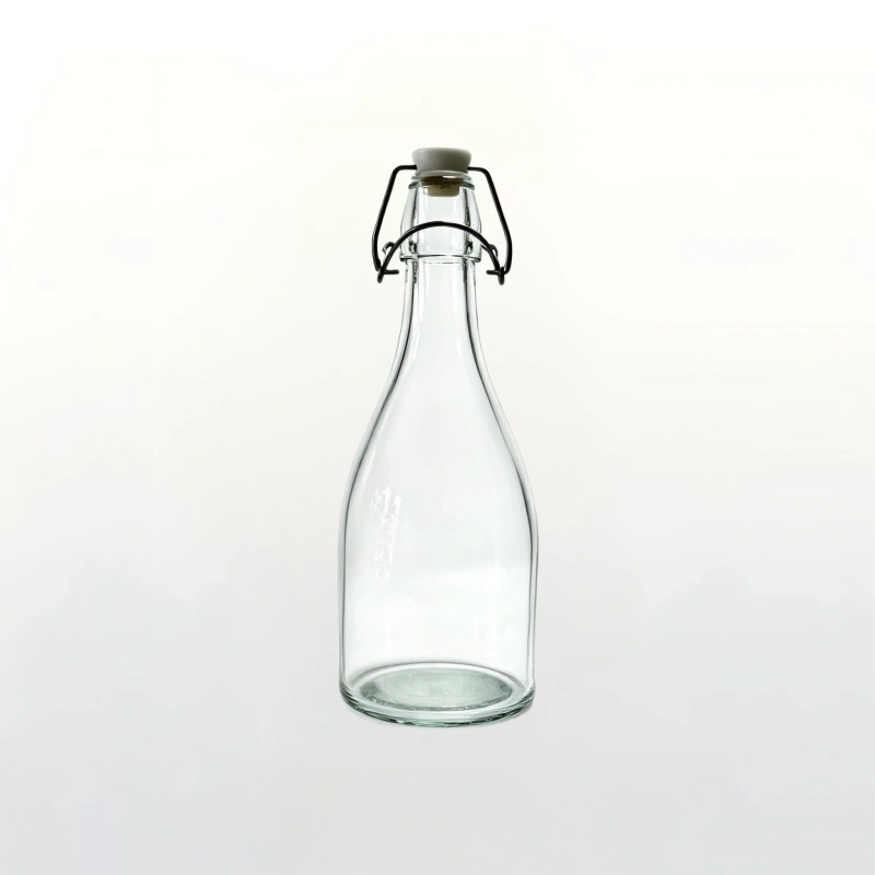 500ml clear swing top glass bottle with metal bail rubber stopper for kombucha fermented drink