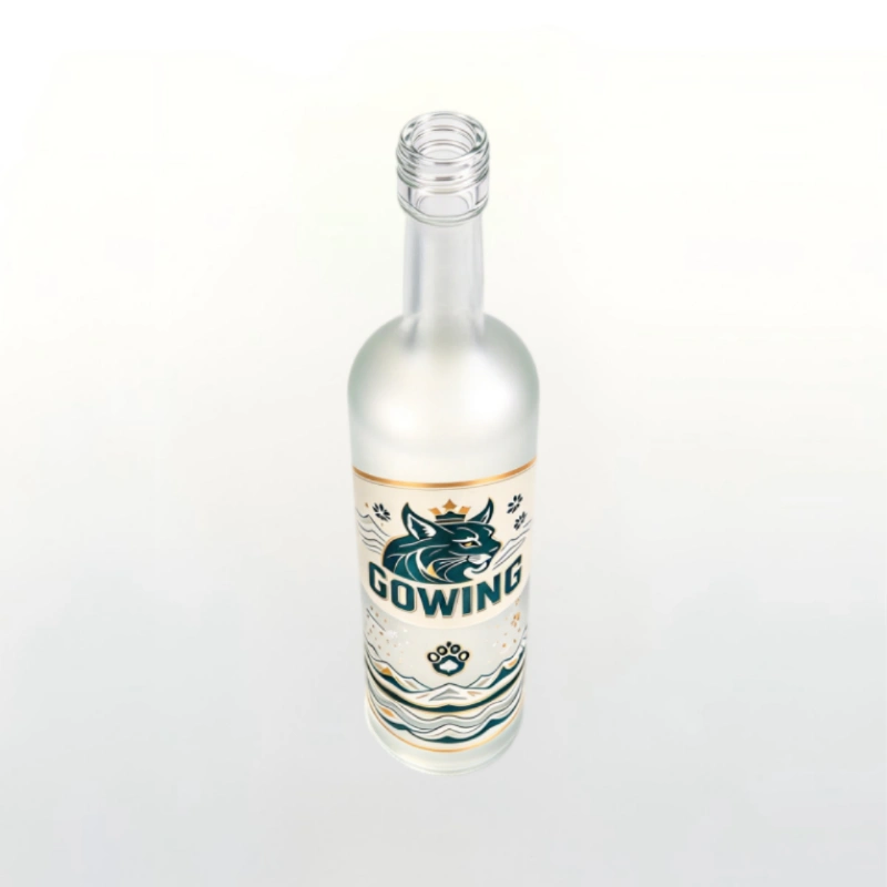 700ml Frosted Glass Liquor Bottle with Premium Custom Decoration
