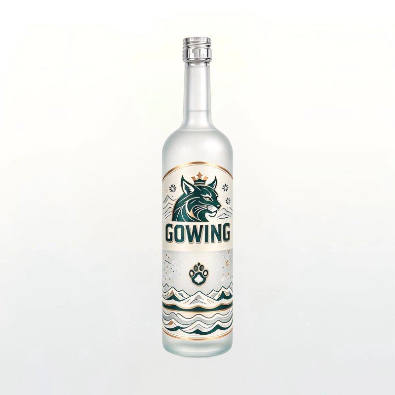 700ml Frosted Glass Liquor Bottle with Premium Custom Decoration