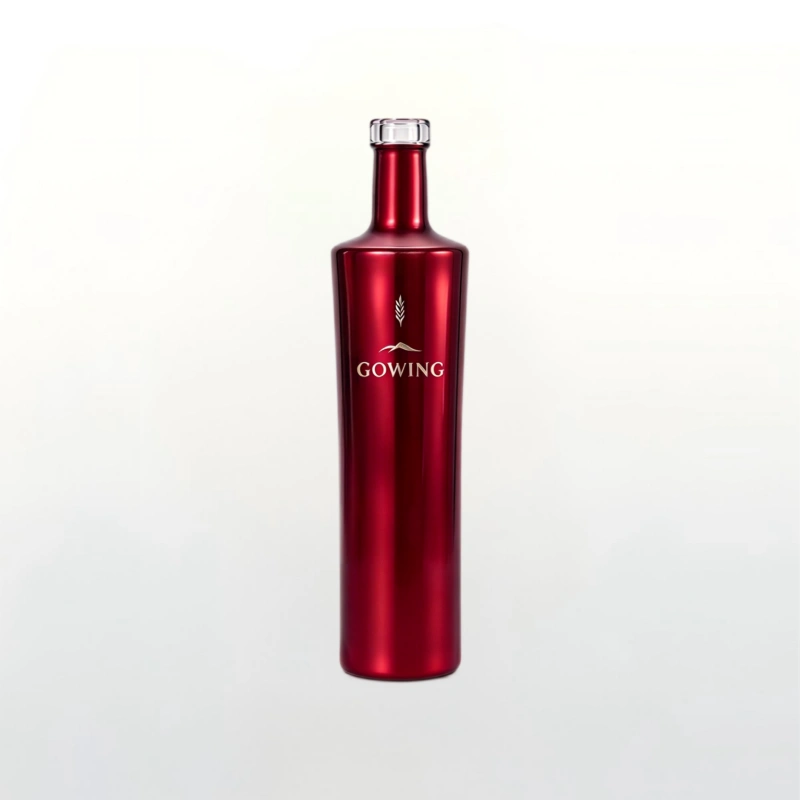 700ml Red Spray Coated Glass Spirit Bottle with Custom Logo