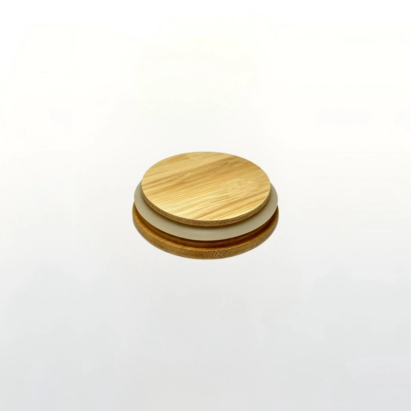 Natural bamboo jar lid with silicone gasket, sealing cover for glass storage canister