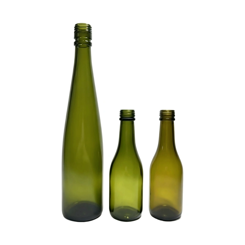 750ml Green Tall Tapered Glass Wine Bottle (4)