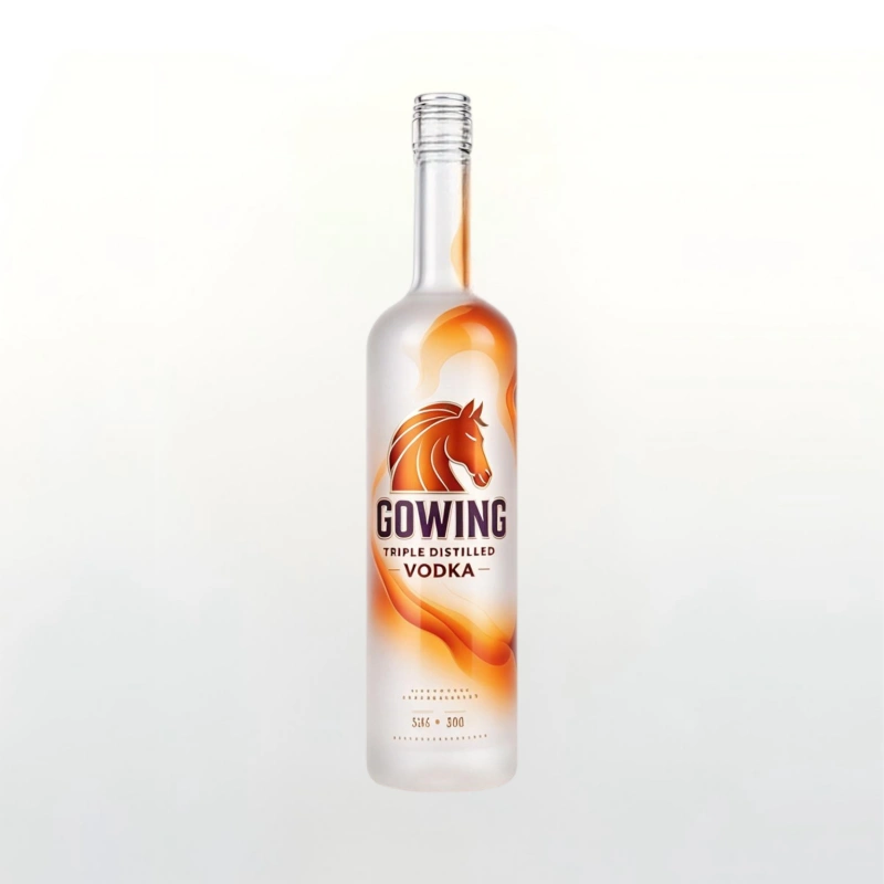 700ml Frosted Glass Vodka Bottle with Custom Screen Printing