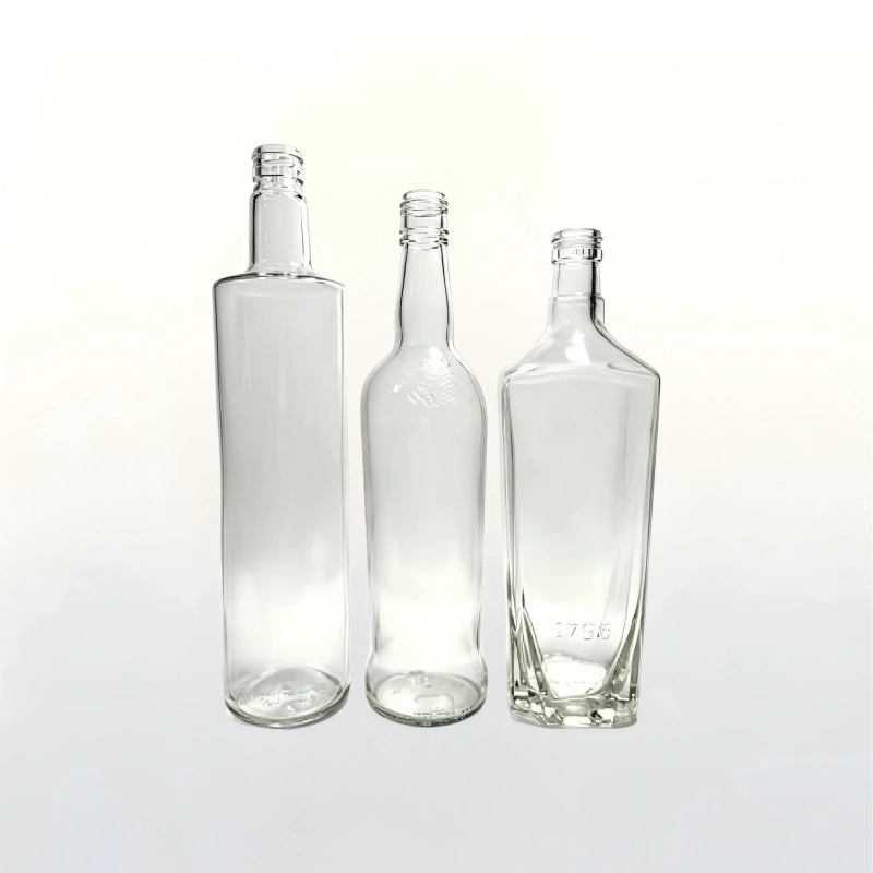 Clear long neck food grade glass bottle for craft beer and spirits, custom packaging for growing beverage startups