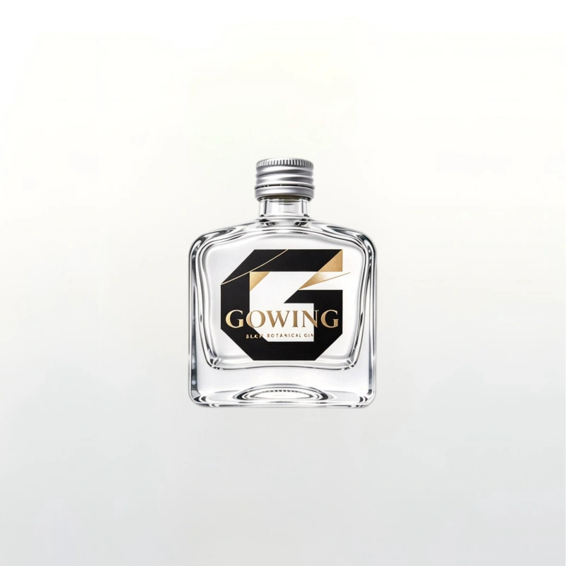Thick base liquor glass bottle with customizable aluminum cap, great for small-batch spirit packaging and brand customization.