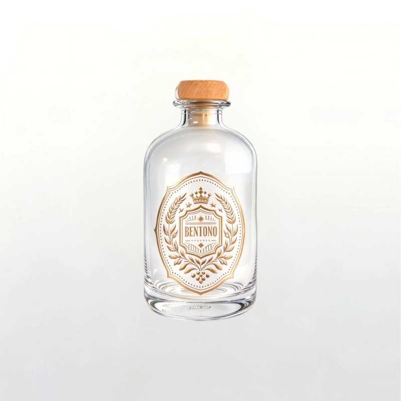500ml heavy base clear liquor glass bottle, compatible with silk print, decal, spray & frost custom finishes for craft spirit branding.