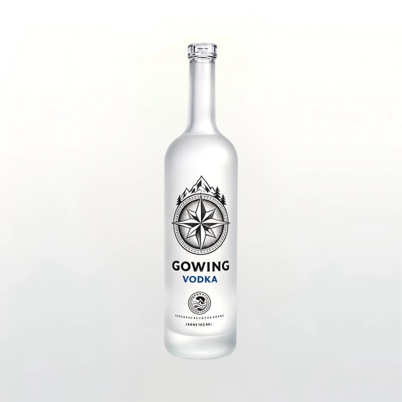 700ml Round Frosted Glass Spirit Bottle with Custom Decal