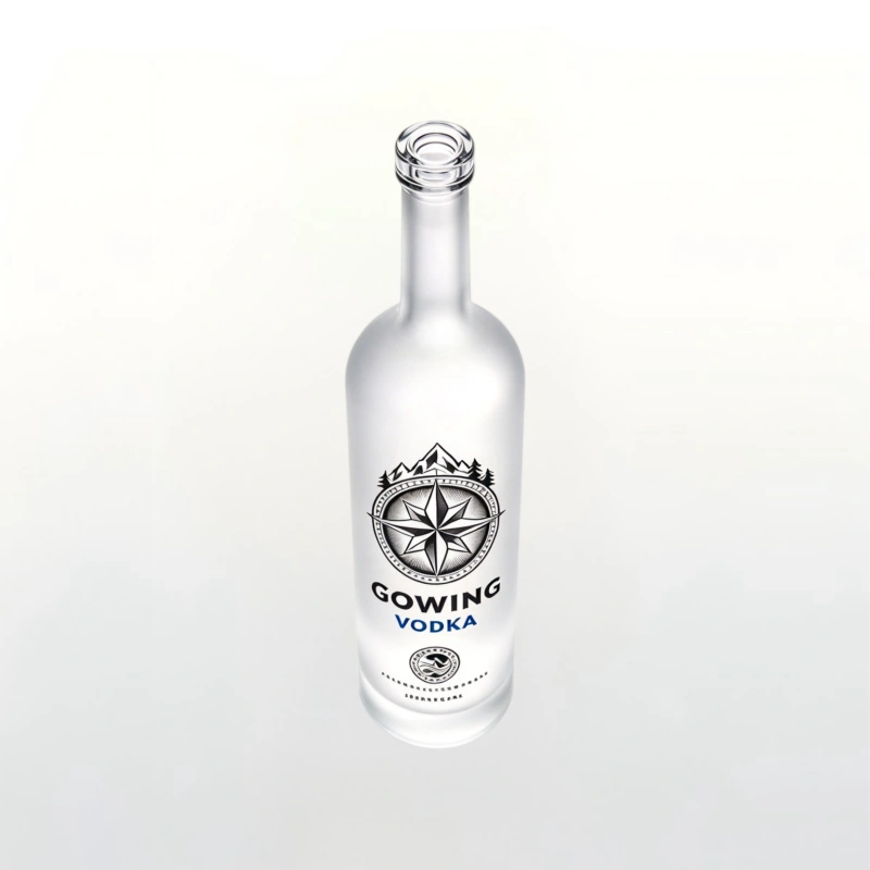 700ml Round Frosted Glass Spirit Bottle with Custom Decal