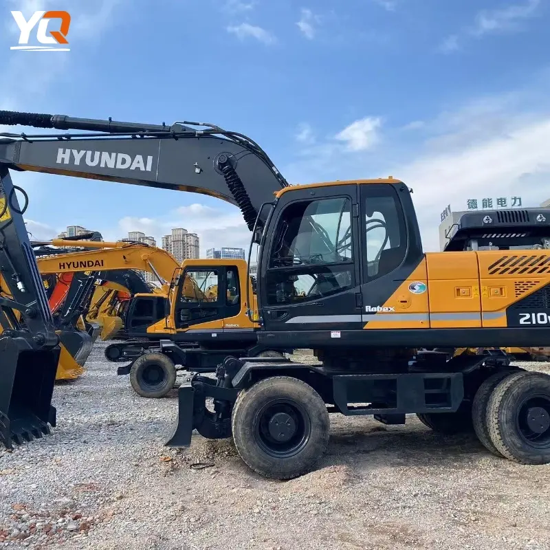 Used Hyundai 210 Wheeled Excavator Good Performance Urban Construction Equipment