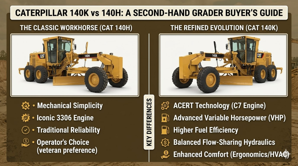 CAT 140K vs. 140H : Quelle niveleuse d’occasion convient le mieux à votre projet ?
