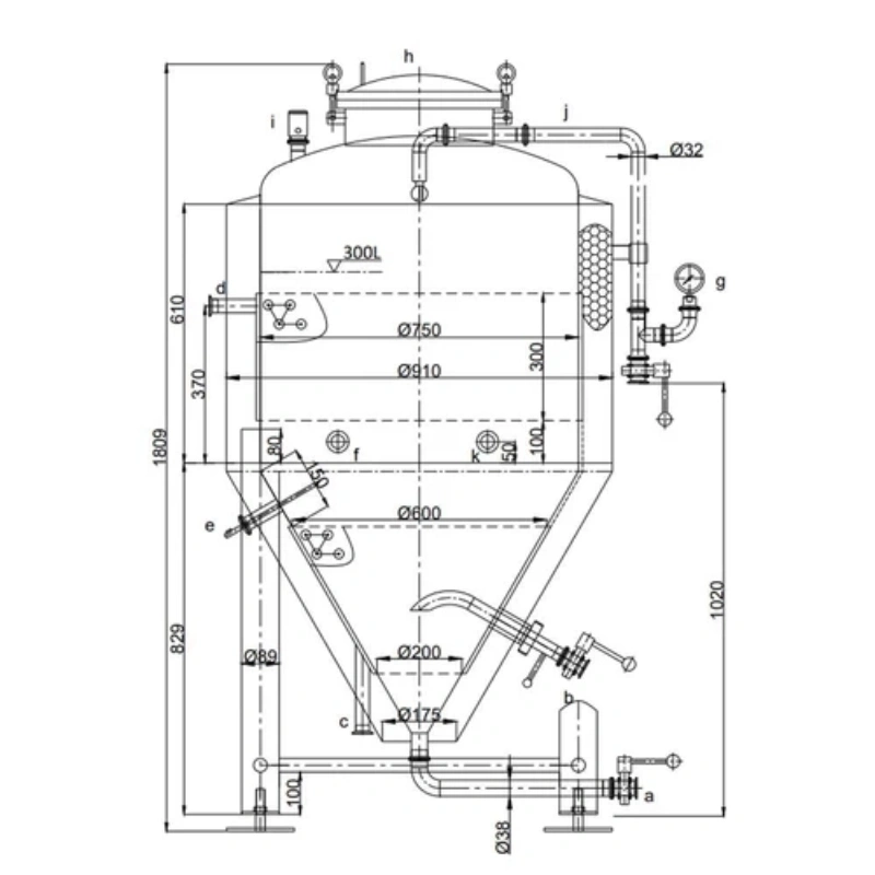 300L Conical Fermenter (pressurisable, jacketed)