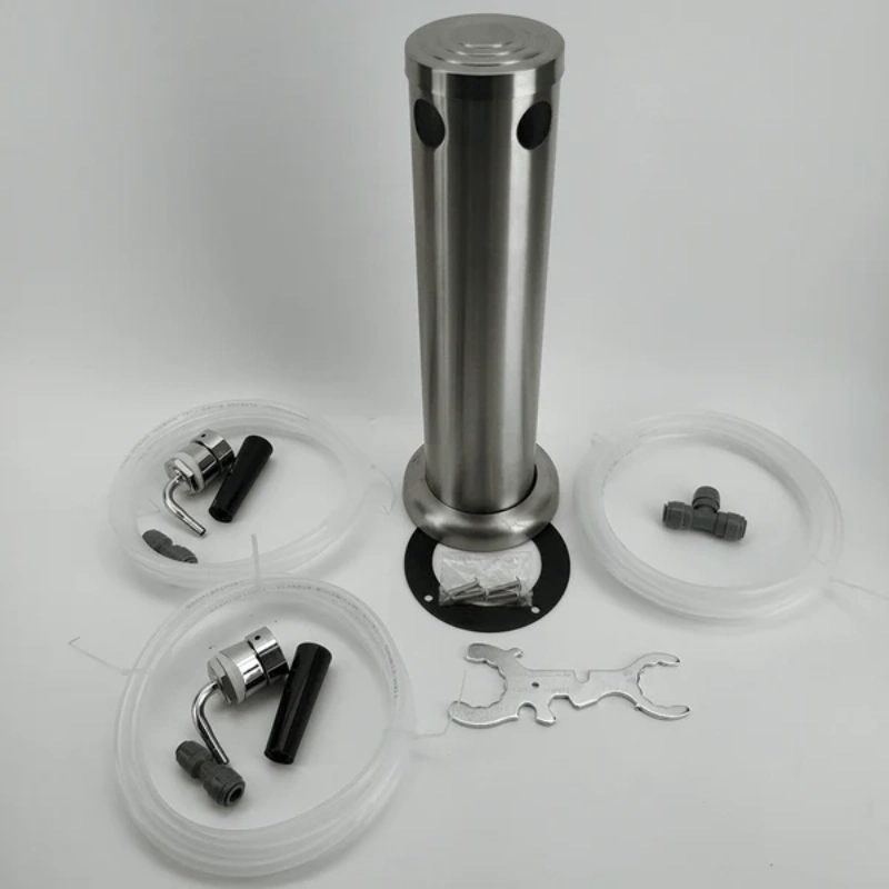 Double Tap Brushed Stainless Font Kit with SS Duotight Short shank and Black handle (Without Tap)