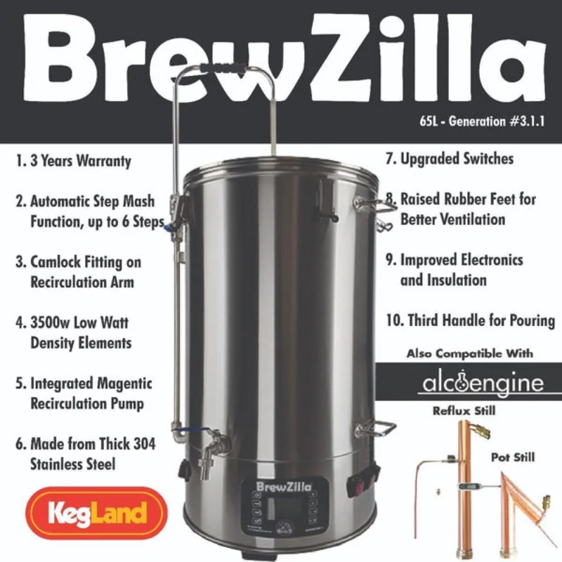 65L BrewZilla Gen 3.1.1 with Pump - (3500w) 220-240V AC