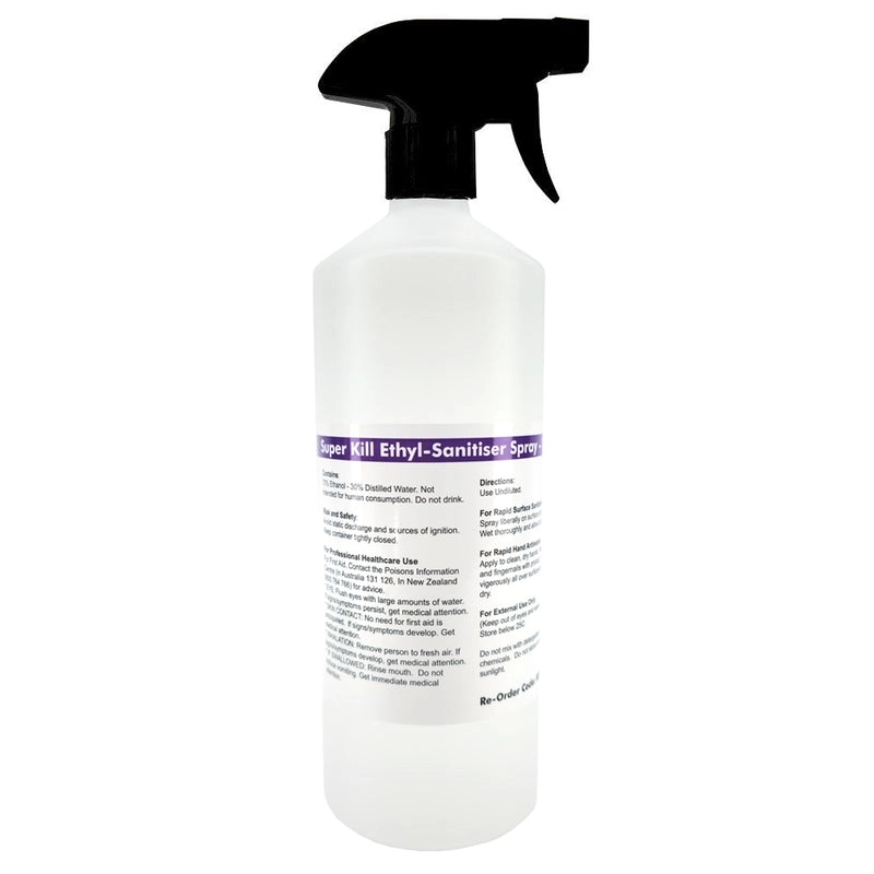 Ethyl Sanitiser Spray 70% Medical Grade Ethanol + Distilled Water (1litre Spray Bottle) 32oz