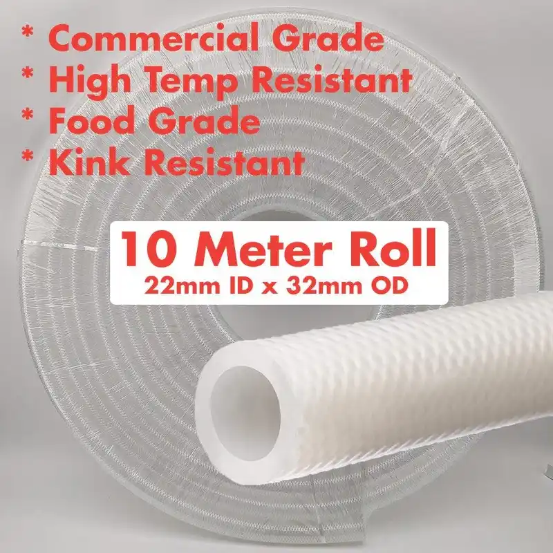 Braided Reinforced Silicone Hose (1') 22mm ID x 32mm OD (10 Meter Roll)