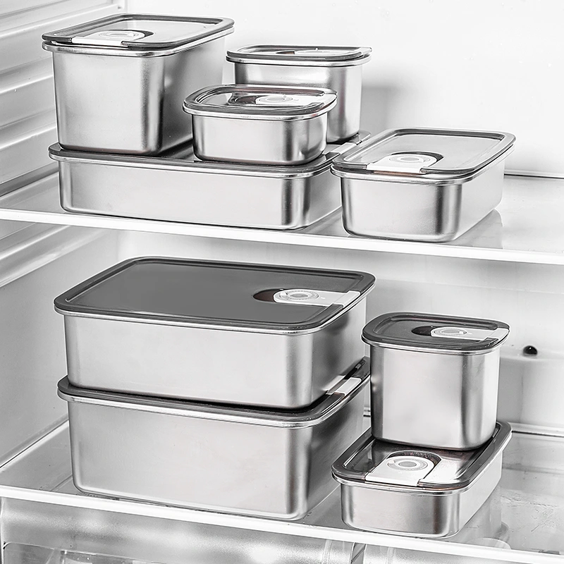 316L Stainless Steel Food Storage Container Multiple sizesSealed Fresh-Keeping Airtight Storage Box Lunch Box