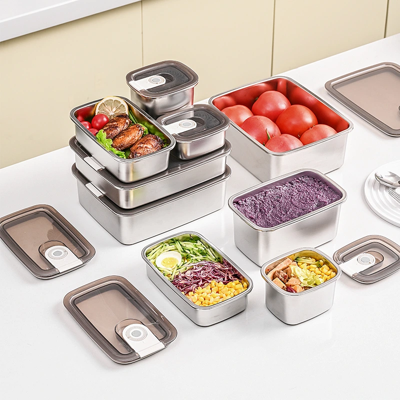 316L Stainless Steel Food Storage Container Multiple sizesSealed Fresh-Keeping Airtight Storage Box Lunch Box