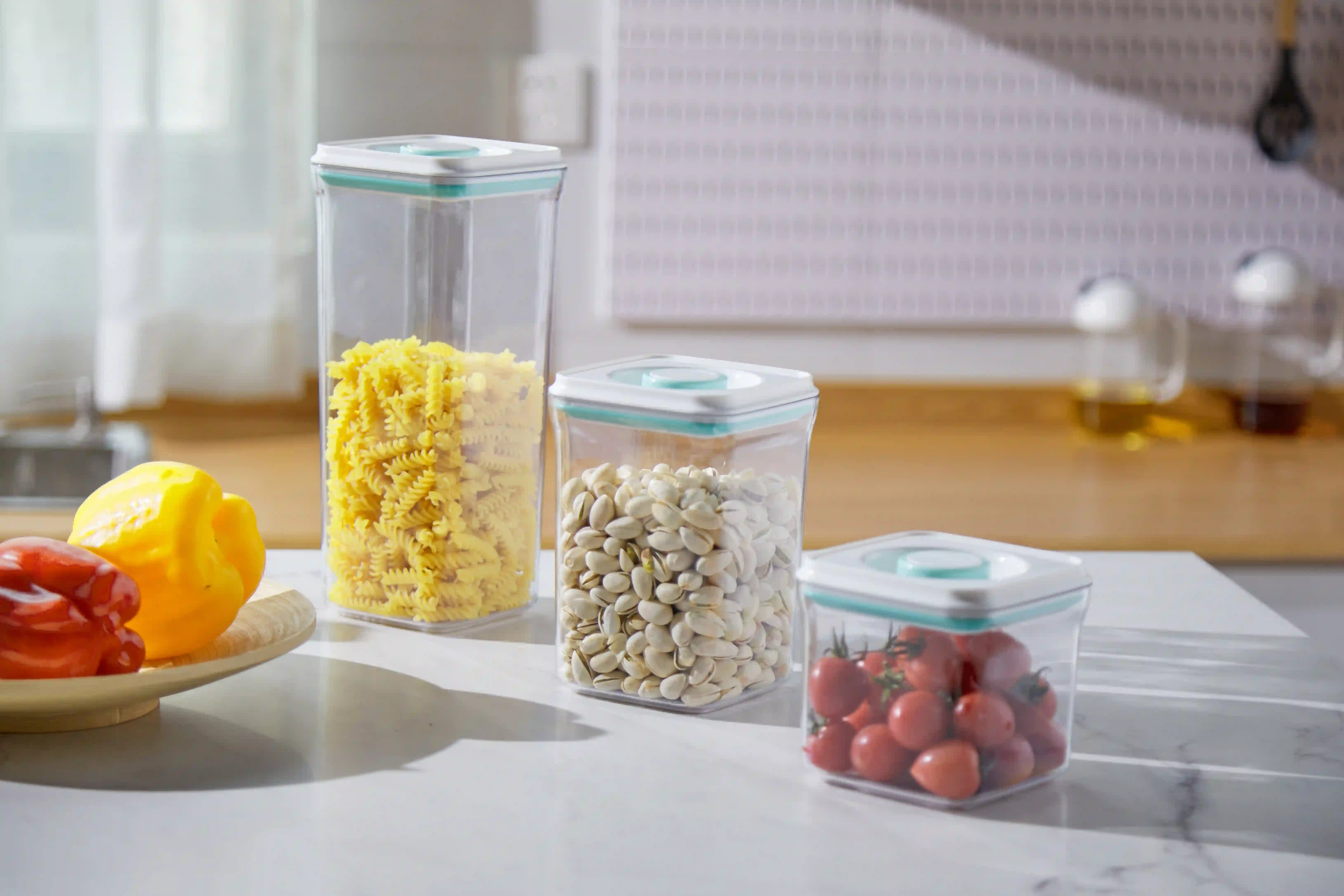 Airtight Knob with Lid Cereal Transparent Nuts Stackable Dry Food Bins Dried Fruit Boxsealed Jar Food Storage Container