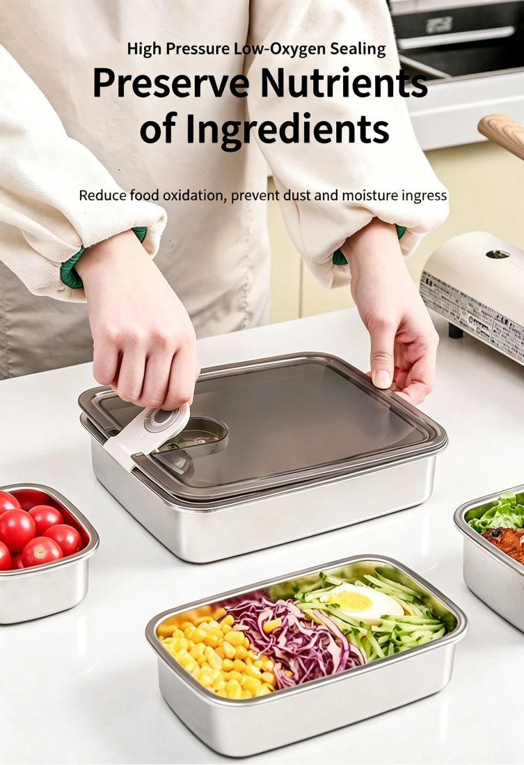 316L Stainless Steel Food Storage Container Multiple sizesSealed Fresh-Keeping Airtight Storage Box Lunch Box
