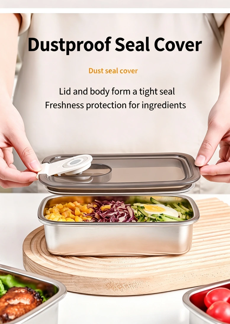 316L Stainless Steel Food Storage Container Multiple sizesSealed Fresh-Keeping Airtight Storage Box Lunch Box