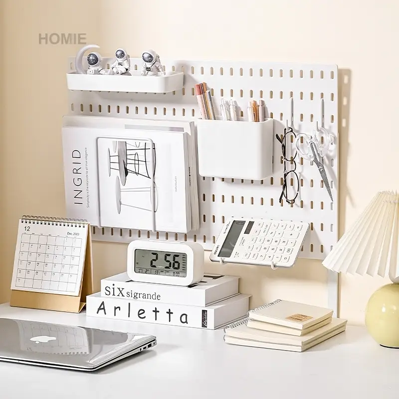 Desktop Freestanding No-Drill Pegboard Storage Set for Student Desks
