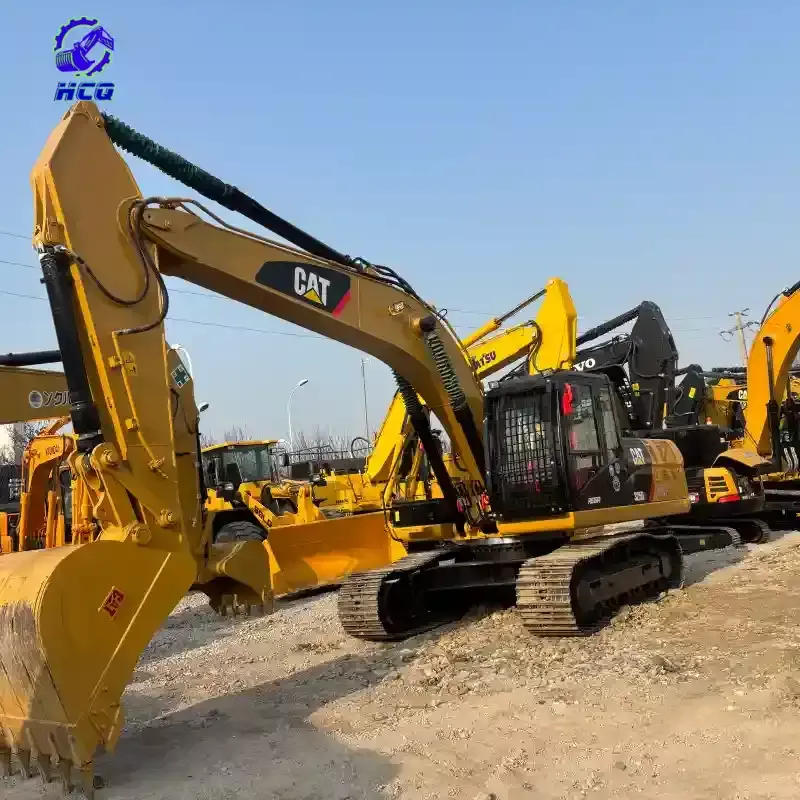 Used CAT excavator at inspection yard - buyer checklist for used excavator condition verification
