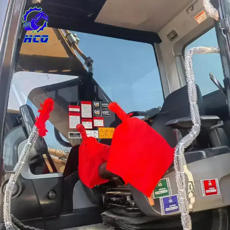 Clean cab interior of 90% new used CAT 320D2L excavator, well-maintained controls and seats demonstrating what 90% new condition means for used construction machinery
