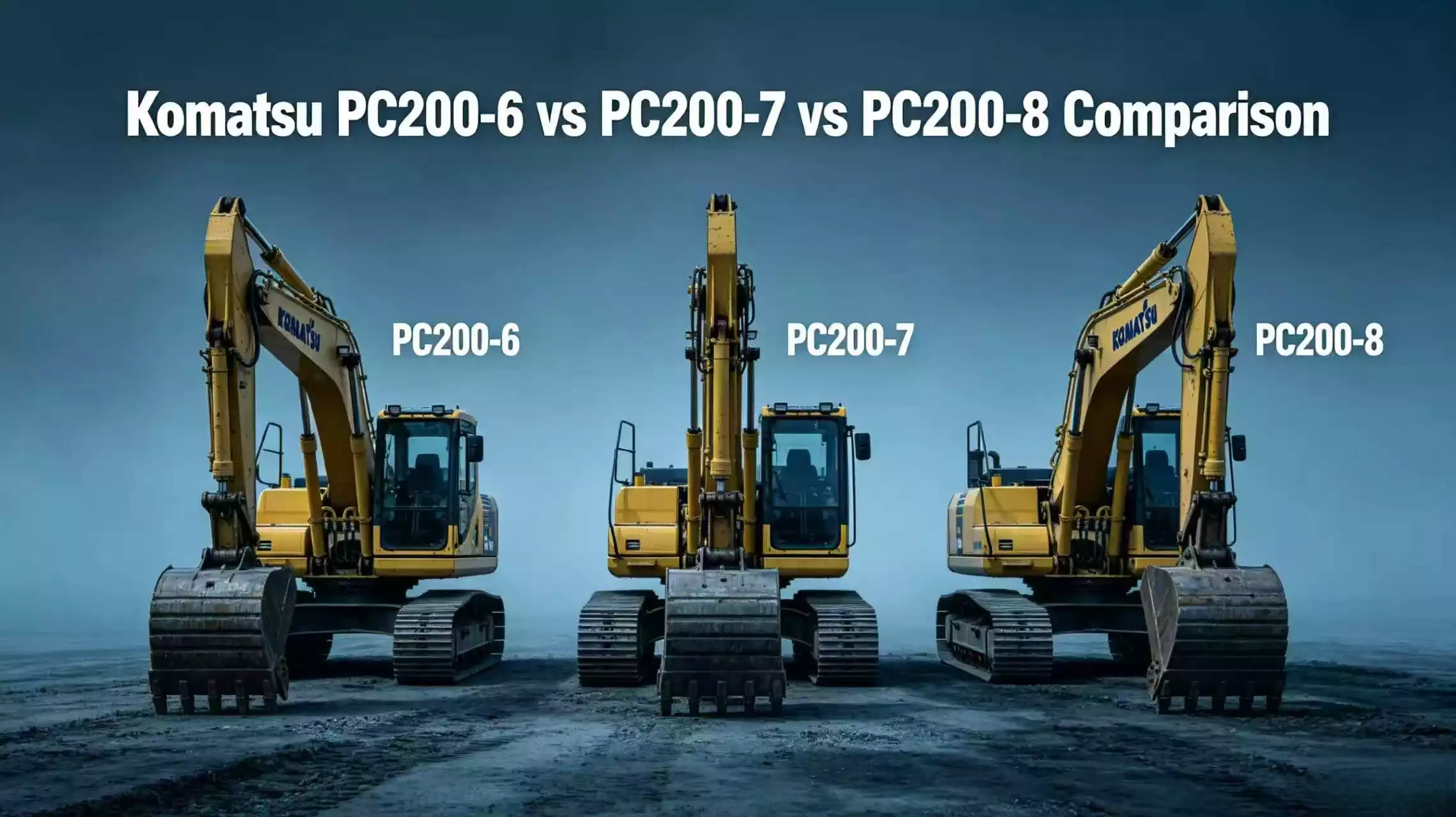Comparación lado a lado de las excavadoras Komatsu PC200-6, PC200-7 y PC200-8